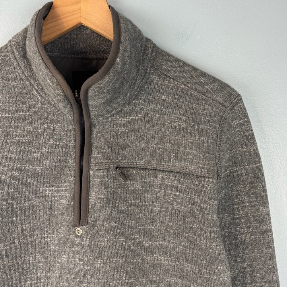 PrAna Mens Medium Grey 1/4 Quarter Zip Fleece Pullover Sweater Sweatshirt Hiking